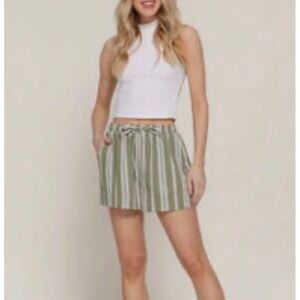 Active USA Striped Shorts Small Green NWT